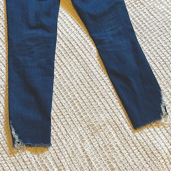 VERVET High Rise Distressed Hem Crop Dark Wash skinny Denim Jeans sz 28 - Picture 6 of 8